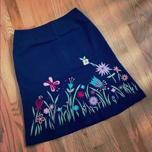 Harold Black Skirt with Embroidery